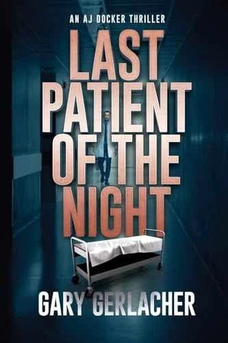 Paperback thriller book cover: bold title, dark teal, bed silhouette, author name