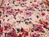 Double Brushed Jersey Floral Knit Bouquet Of Roses   By the Yard Flowering Plants