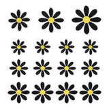 15Pcs Daisy Flower Iron-on Patches 3 Size Embroidery Applique Patch Black Daisies