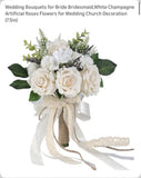 Wedding Bouquets for Bride Bridesmaid White Champagne Artificial Flowers Bouquet