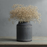 Ribbed Ceramic Vase, 7.32 Inch Dark Brown Farmhouse Vase for Pampas Grass, Ru... Pampas Grass
