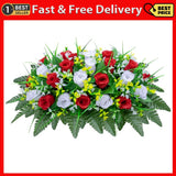 Artificial Cemetery Flowers Saddle-Shaped Tombstone Red and White Saddle Sunflower