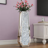 Large Floor Vase Crushed Diamond Mirrored Vase for Flower Plant Pampas Grass Pampas Grass