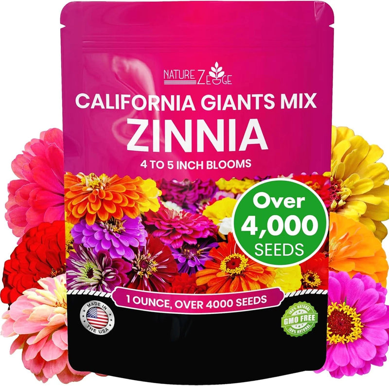 Zinnia Seeds for Planting Outdoors Ð California Giants Flower Seeds, Bulk Semill Flowering Plants