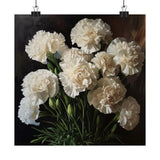 White Carnations Flower Art Print, Flower Painting, Flower DŽcor 12 Carnation