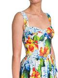 DOLCE & GABBANA  Bustie Hydrangea Floral  Fit-&-Flare Midi Dress 46 IT/10 US Hydrangea