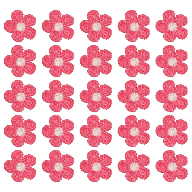 50 Pcs Mini Daisies Flower Sew on Patches, Flower Appliques Patches, Rose Red Daisies