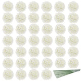 40pcs Artificial Hydrangea Silk Flower Heads with Stems, Fake Flowers White Hydrangea