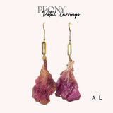 Pink Peony Flower Petal Earrings Peony