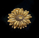 Golden Sun Flower Floral Pin Gold Tone Lapel A10 Sunflower