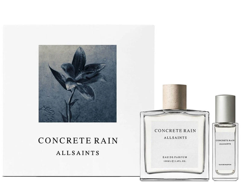 Allsaints Concrete Rain eau de parfum gift set with two bottles in box