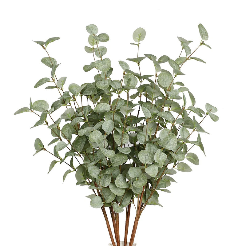 6 Pcs 27" Eucalyptus Stems Greenery Stems Eucalyptus Leaf Spray in Green Silk... Green Plant