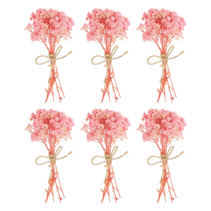 6 Pcs Mini Dried Flower Bouquet Baby's Breath Boho DIY Gift Light Pink Dried Flower