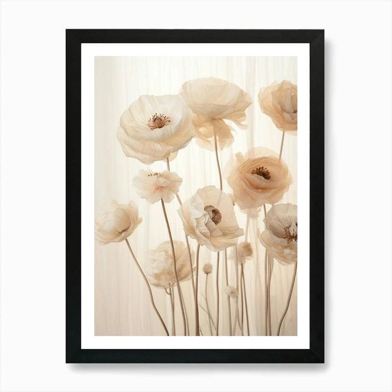 Boho Dried Flowers Ranunculus 2 Art Framed Wall Art Poster Canvas Print Picture Ranunculus