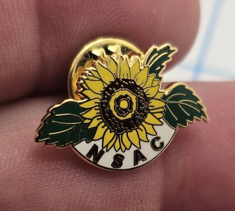 VTG Lapel Pinback Hat Pin Gold Tone Sunflower NSAC FLOWER PIN Sunflower