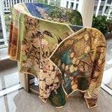 70% Cashmere 30% Silk Scarf Shape peony Print Shawl wrap 51'' Neckerchief new Peony