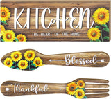 3 Pieces Sunflower Kitchen Decor Hello Summer (Light Brown, 13.78 X 5.12 Inch) Sunflower