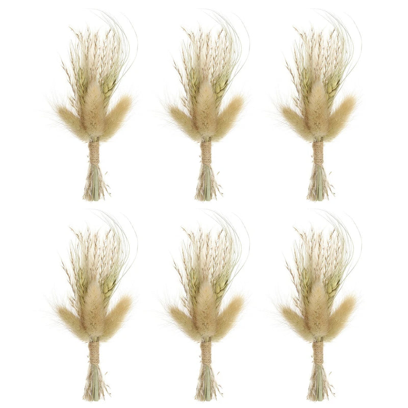 6 Pcs Mini Pampas Grass Dried Flower Bouquet Baby's Breath Boho DIY Gift Brown Pampas Grass