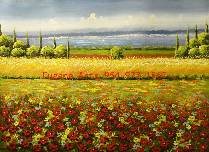 36x48"100%Hand Painted Oil Flat,LandScape,Farm, Country,Flower field, Sunflower Sunflower