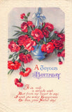 B456 Birthday Greetings 1937 Carnation Flowers in Suspended Pot vintage postcard Carnation