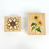 Lot of 2 Sunflower Flower Floral Rubber Stampede Stamps Posh Impressions Country Sunflower