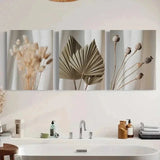 3pcs Dried Flowers, Pampas Grass  Wall Art Canvas Framed 50x70cm Pampas Grass