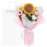 Crochet Flowers Bouquet Sunflower with Gift Bag for Gifts [Light Pink] Bouquet