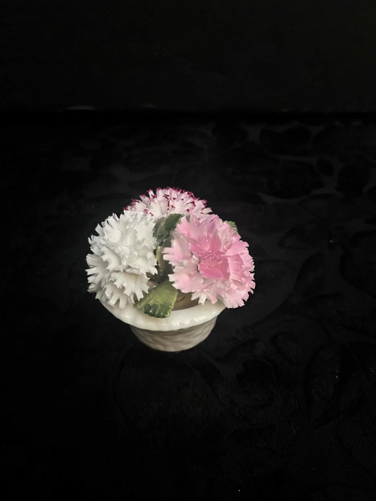 Vintage Crown Staffordshire Fine Bone China - JANUARY CARNATION BASKET, England Carnation