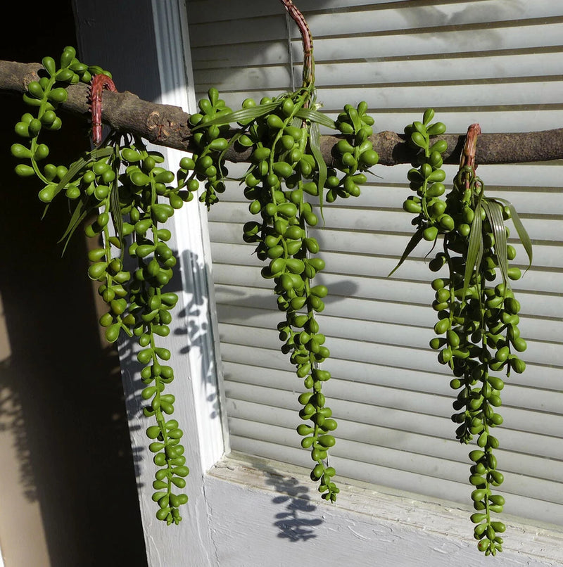 3 Pcs Artificial Plant Plastic Pearl Bead Hanging (V5) Green Plant