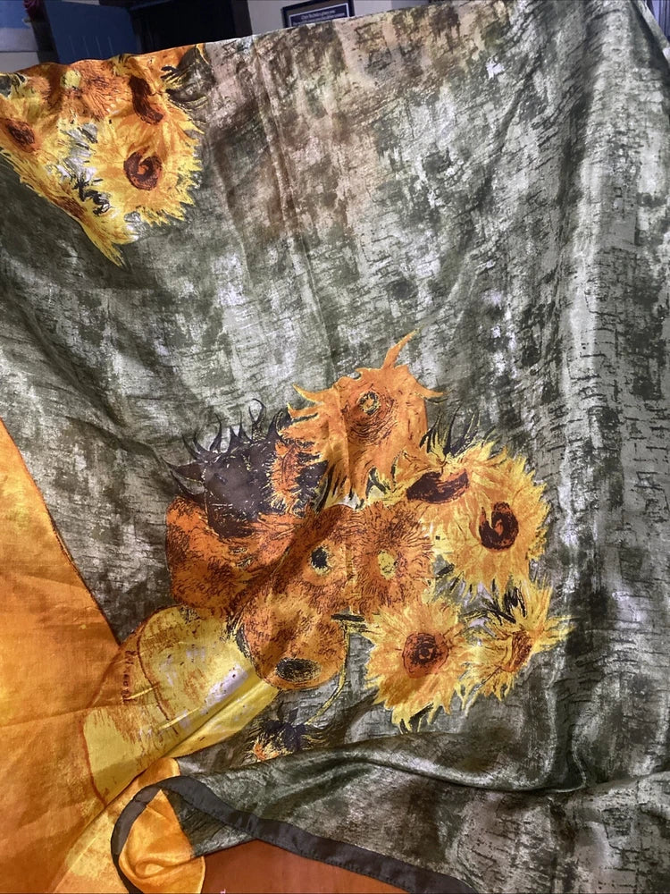Sunflowers Painting Silk Scarf Sunflower