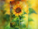 Bright Sunflower Bloom 5"x7" Print on Matte Paper | Watercolor Floral Art Sunflower