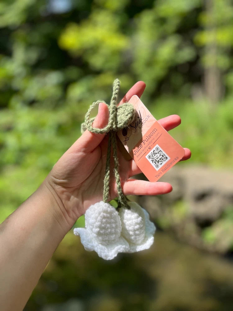 Lily Of The Valley White, Handmade Cute New Crochet Flower Charm Keychain Lily
