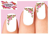 Waterslide Rose Nail Decals Set of 20 - Pink Roses Corner Roses