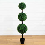 5Õ Topiary Boxwood Triple Ball Artificial Tree UV Indoor/Outdoor Home Decor. Green Plant