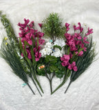 Artificial Flowers Lot Faux Silk Floral Assortment Pink White With Greenery DIY Hydrangea