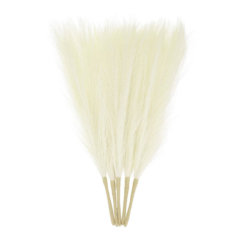 5pcs Dried Faux Pampas Grass 17" Artificial Pampas Grass Decor Beige Pampas Grass
