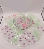 KIG (Indonesia) Hydrangea Purple Pink Green Embossed 13" Serving Plate & Bowl Hydrangea