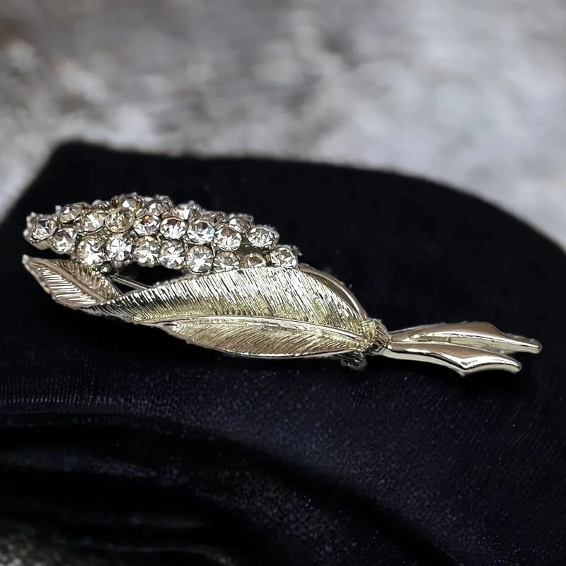 Rhinestone Flower Brooch Signed Pell Hydrangea Vintage Pin Hydrangea