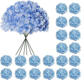 20 Pcs Light Blue Hydrangea Artificial Flowers Bulk, Faux Hydrangea Heads Hydrangea
