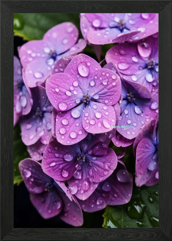 Wet Hydrangea Flower Framed Wall Art Poster Canvas Print Picture Hydrangea