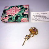 Pretty Gold Tone January Carnation Flower and Birthstone Brooch Carnation