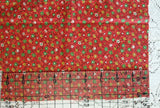 REMNANT Vintage Red Green Yellow Floral Cotton Fabric 19" x 15" Flowering Plants