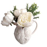 White Peonies Flower Arrangement in Portuguese Water Pitcher Peony