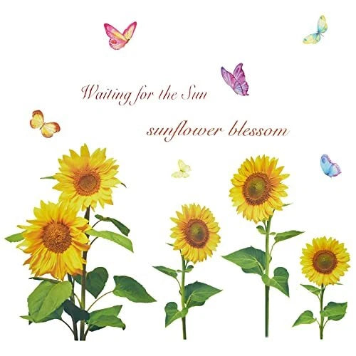 Maydahui Sunflower Butterfly Wall Stickers 3D Yellow Garden Flowers Wall Sunflower