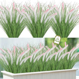 24PCS Artificial White Pink Tip Dog Tail Grass Onion Grass UV Resistant Outdoors Green Plant