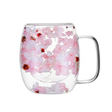 Double Wall Glass Flower Mug with Pink Hydrangea Design - 390ml Insulated Tea... Hydrangea