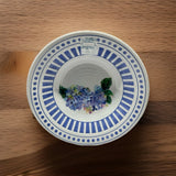 Shabby Chic Floral Hydrangea Blue White Melamine Outdoor 14" Serving Bowl NEW! Hydrangea