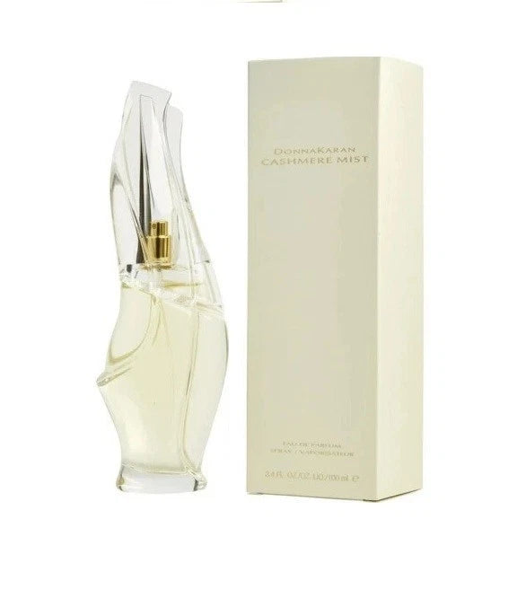 Donna Karan Cashmere Mist eau de parfum bottle with white box, 3.4 oz