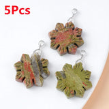 5Pcs 30x7mm Natural Unakite Jasper Snowflake Christmas Sunflower Pendant HT3001 Sunflower