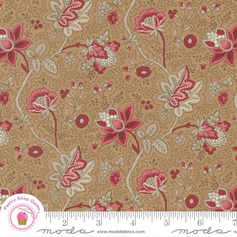 Moda CHATEAU De CHANTILLY 13944 13 Brown Brown FRENCH GENERAL Quilt Fabric Flowering Plants